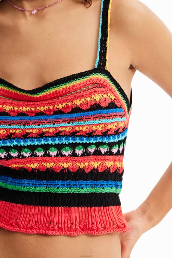 Women DesigualShort crochet strappy top Clothing 68X240970