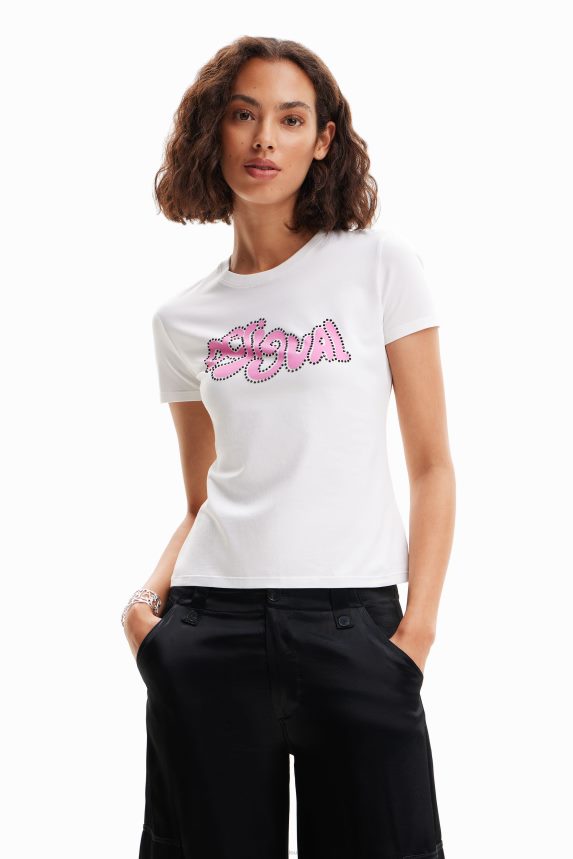 Women DesigualShort-sleeve rhinestone T-shirt Clothing 68X240803