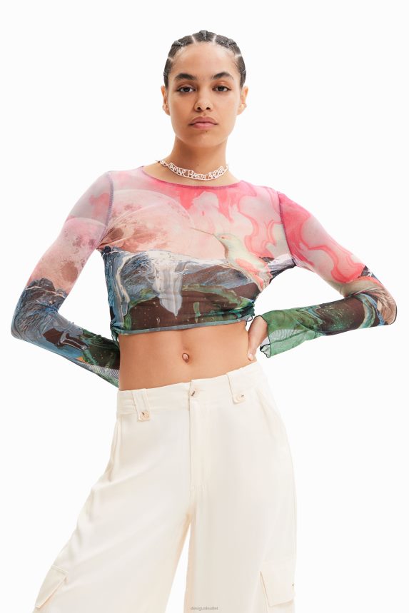 Women DesigualShort slim fantasy T-shirt Clothing 68X240528