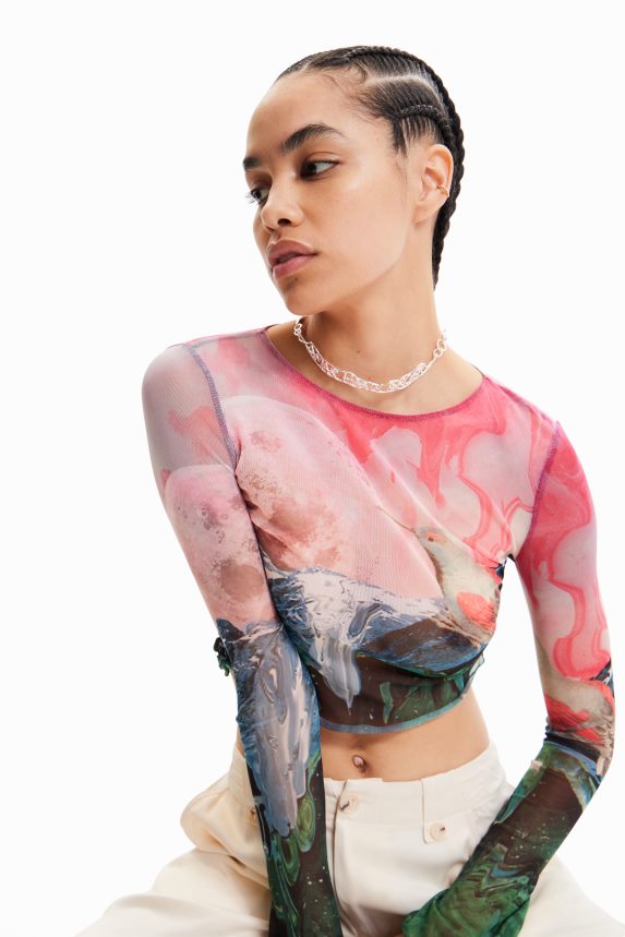 Women DesigualShort slim fantasy T-shirt Clothing 68X240528