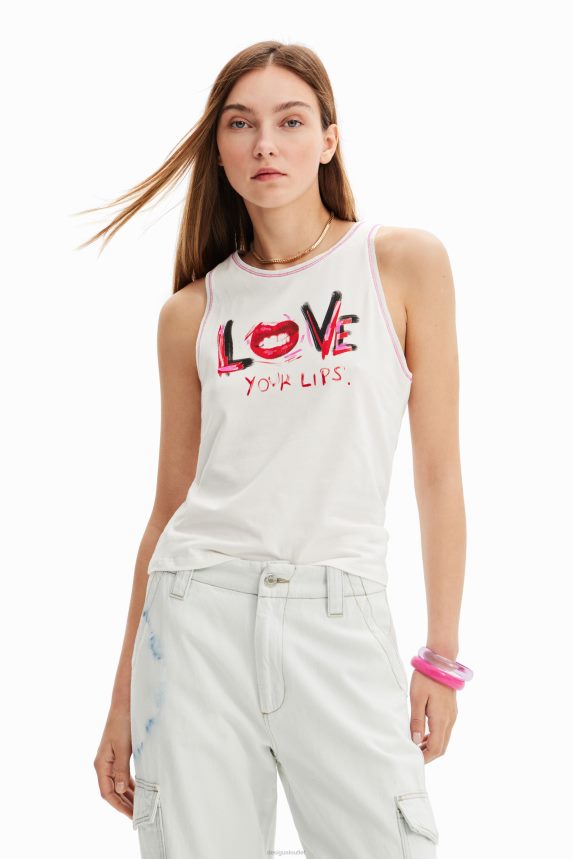 Women DesigualSleeveless message T-shirt Clothing 68X240872