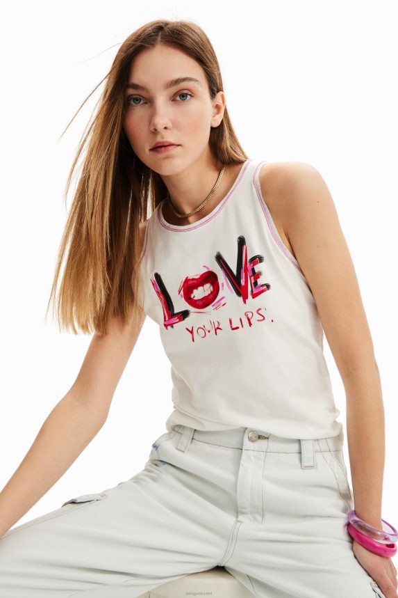 Women DesigualSleeveless message T-shirt Clothing 68X240872