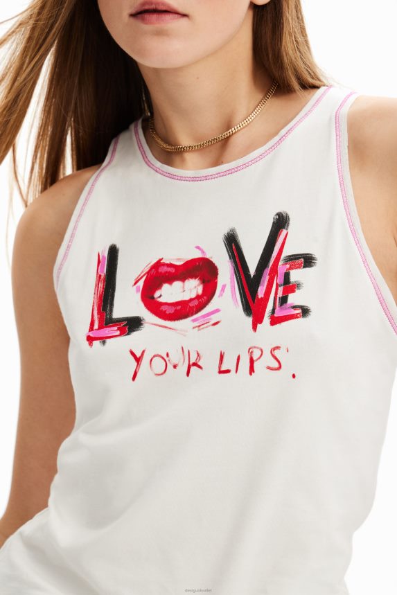 Women DesigualSleeveless message T-shirt Clothing 68X240872