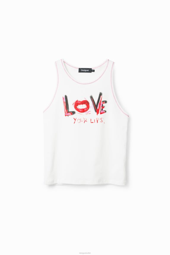Women DesigualSleeveless message T-shirt Clothing 68X240872
