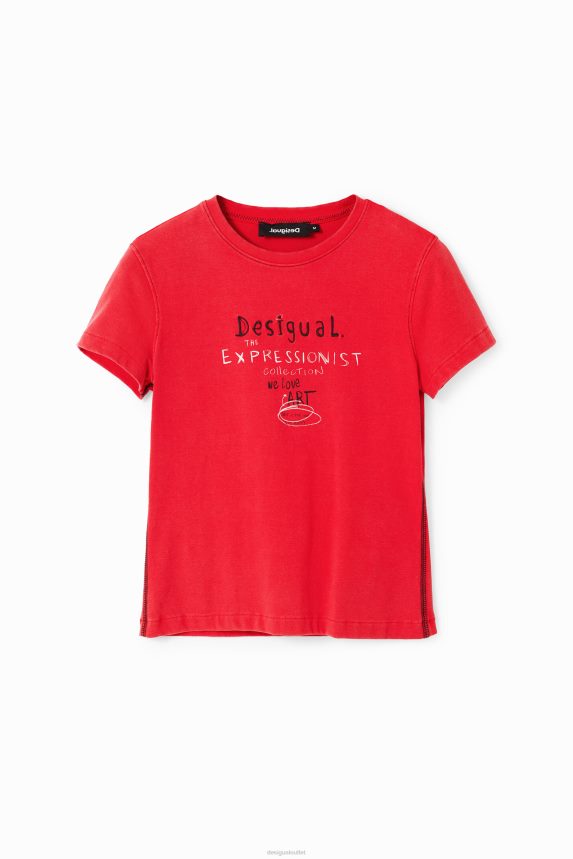 Women DesigualSlim message T-shirt Clothing 68X240116