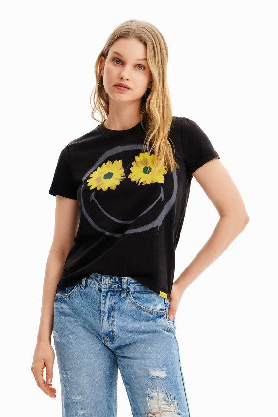 Women DesigualSmiley flowers T-shirt Clothing 68X2401018