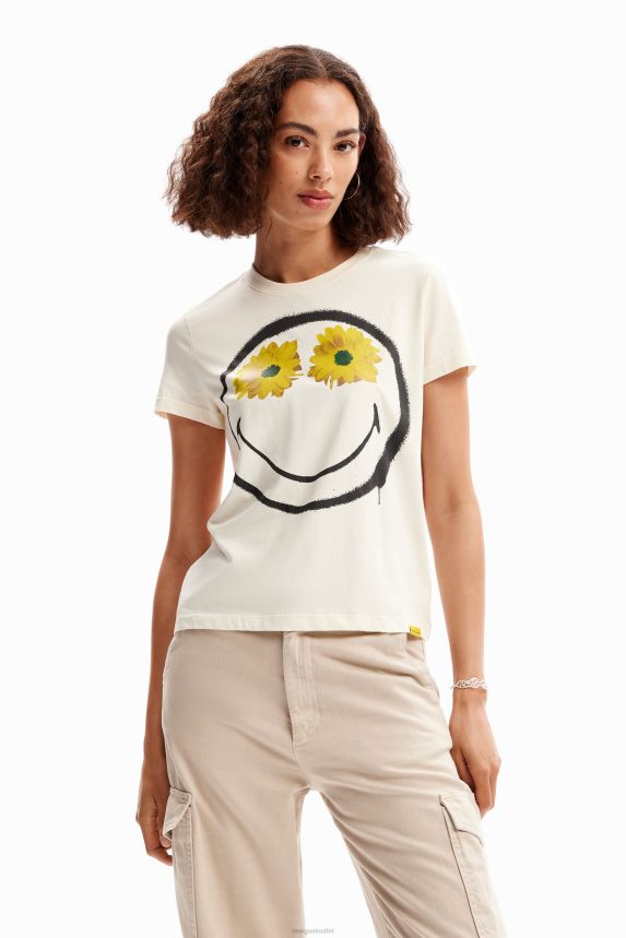 Women DesigualSmiley flowers T-shirt Clothing 68X240944