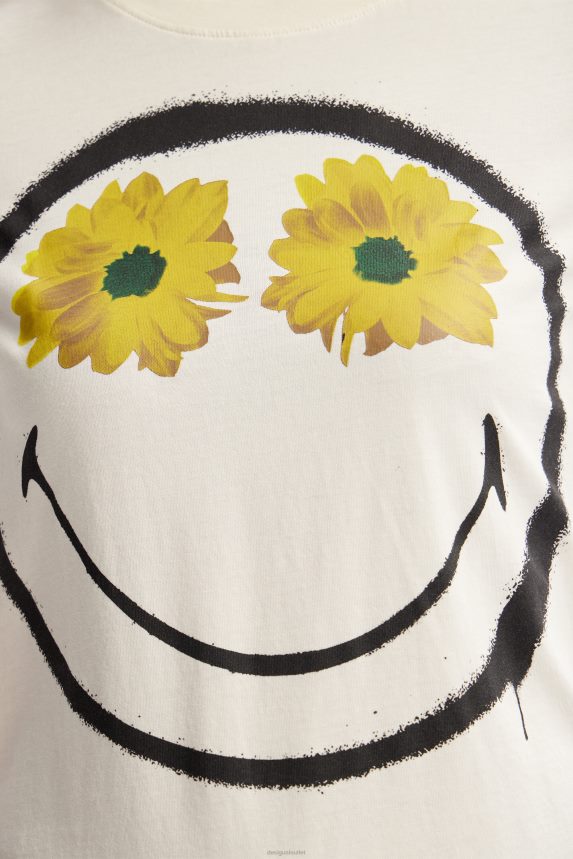 Women DesigualSmiley flowers T-shirt Clothing 68X240944
