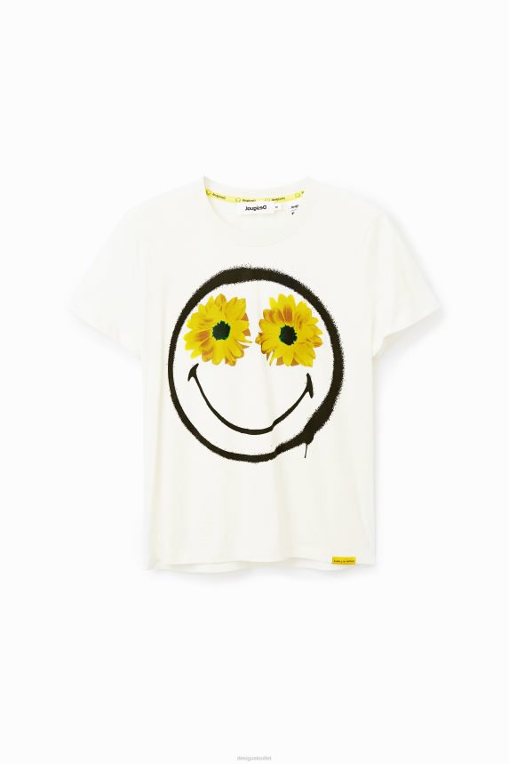 Women DesigualSmiley flowers T-shirt Clothing 68X240944