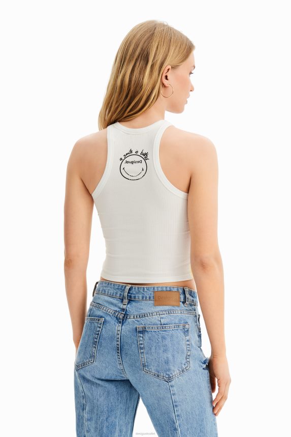 Women DesigualSmiley slim ribbed T-shirt Clothing 68X240748