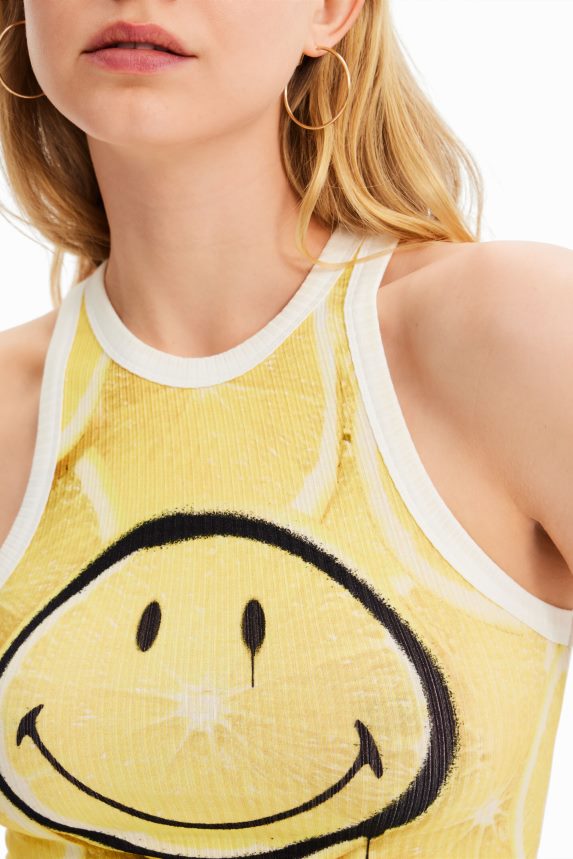 Women DesigualSmiley slim ribbed T-shirt Clothing 68X240748