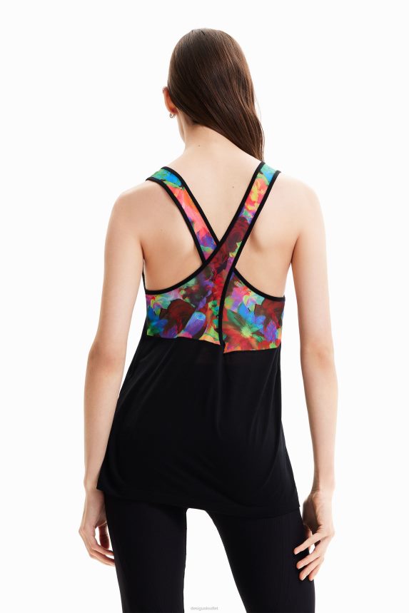 Women DesigualSport floral vest top Clothing 68X240713