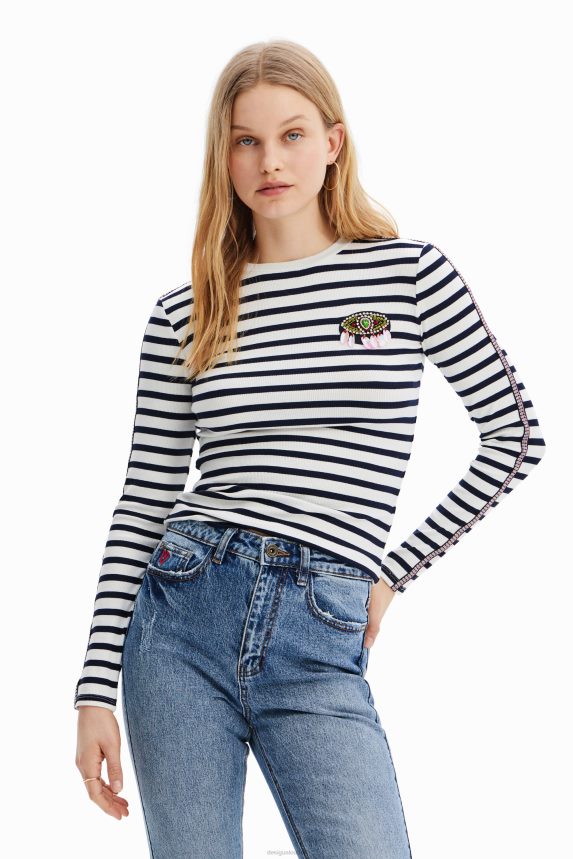 Women DesigualStriped T-shirt Clothing 68X240947
