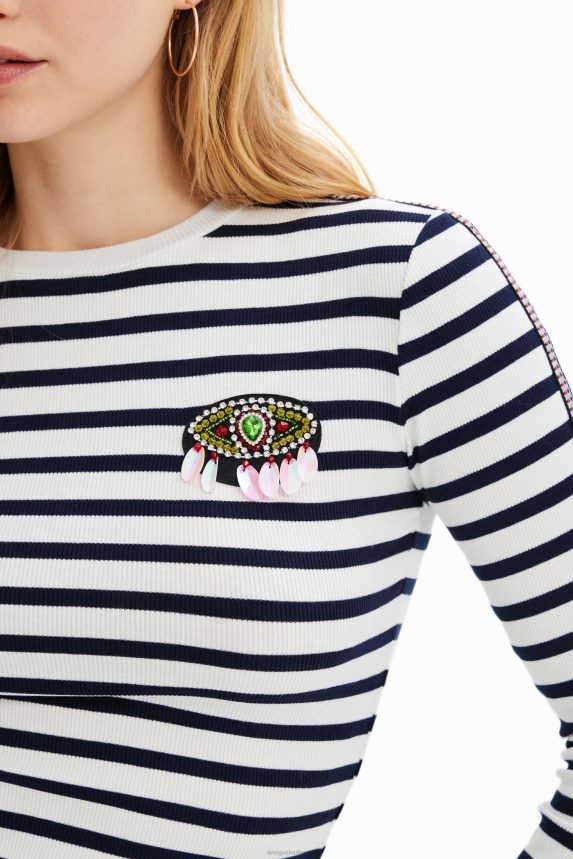 Women DesigualStriped T-shirt Clothing 68X240947