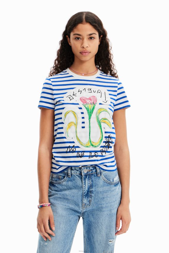 Women DesigualStriped arty T-shirt Clothing 68X240951