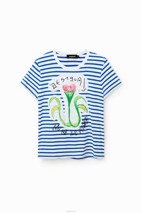 Women DesigualStriped arty T-shirt Clothing 68X240951