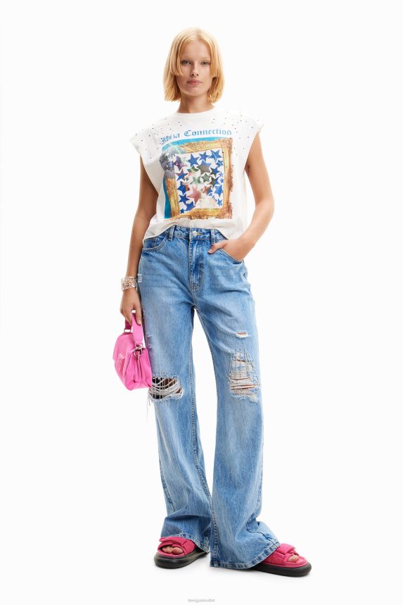 Women DesigualStudded disco T-shirt Clothing 68X240504