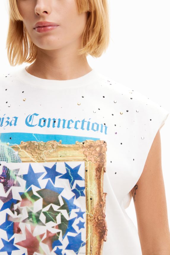 Women DesigualStudded disco T-shirt Clothing 68X240504