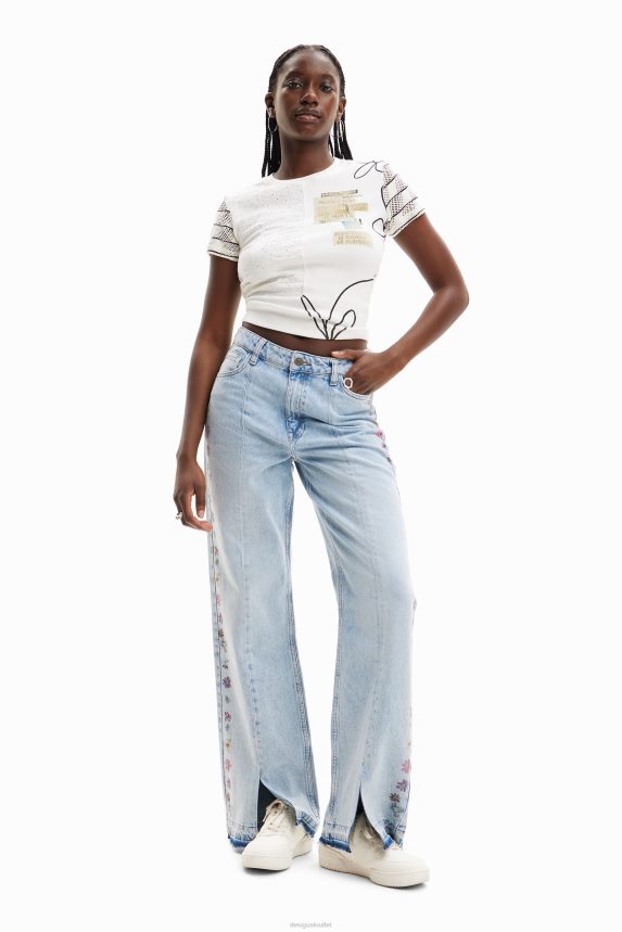 Women DesigualTextured knit T-shirt Clothing 68X240911