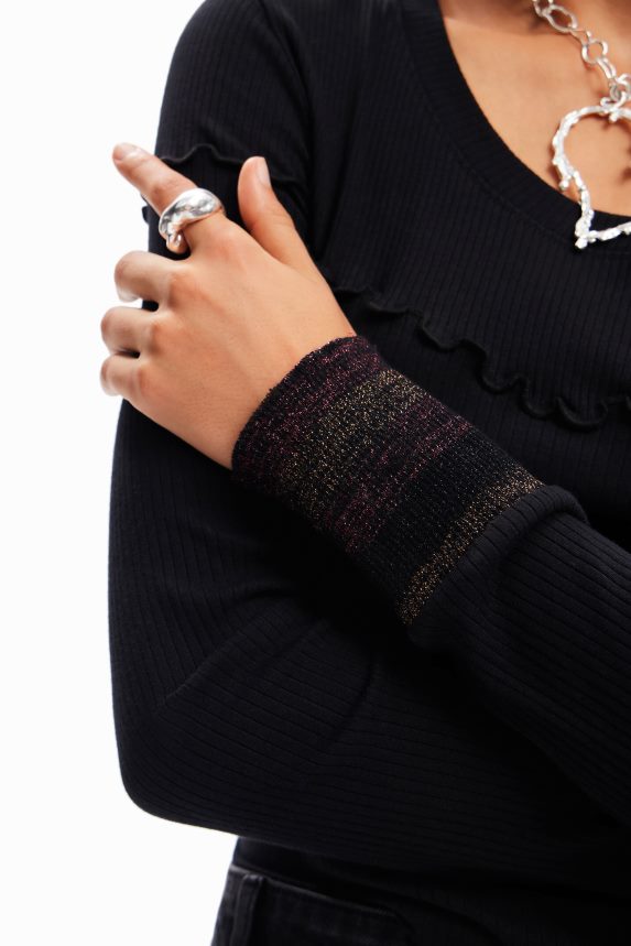 Women DesigualTextured ribbed T-shirt Clothing 68X240274