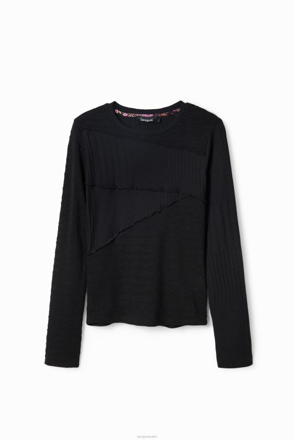 Women DesigualTextured ribbed T-shirt Clothing 68X240274