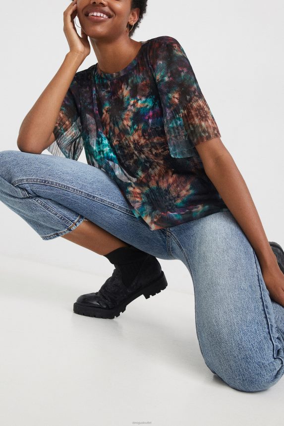 Women DesigualTie-dye mesh T-shirt Clothing 68X2401123