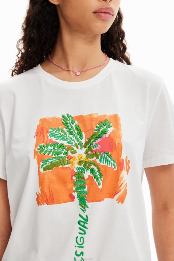 Women DesigualTropical palm tree T-shirt Clothing 68X240940