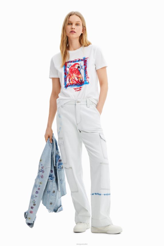 Women DesigualTropical parrot T-shirt Clothing 68X2401009