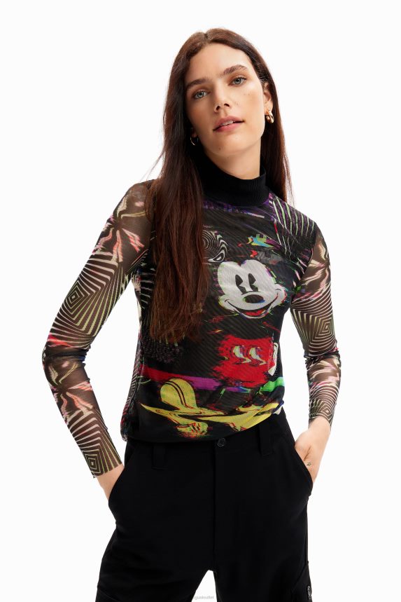 Women DesigualTulle Mickey Mouse T-shirt Clothing 68X24072
