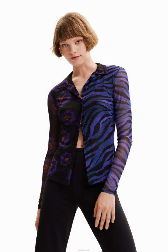 Women DesigualTulle floral zebra shirt Clothing 68X2401007