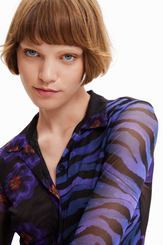 Women DesigualTulle floral zebra shirt Clothing 68X2401007