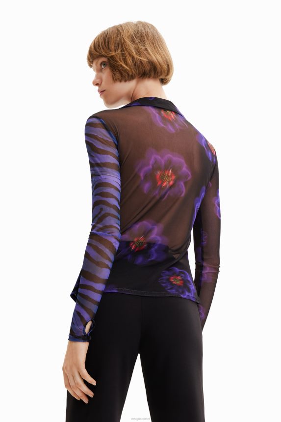Women DesigualTulle floral zebra shirt Clothing 68X2401007