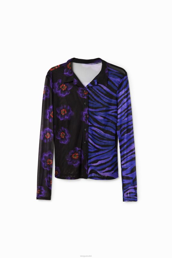 Women DesigualTulle floral zebra shirt Clothing 68X2401007