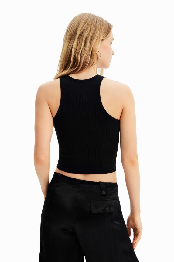 Women DesigualTwo-tone slim ribbed T-shirt Clothing 68X240383