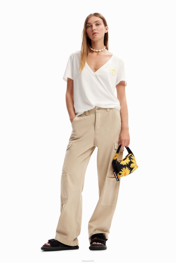 Women DesigualV-neck flower T-shirt Clothing 68X2401142