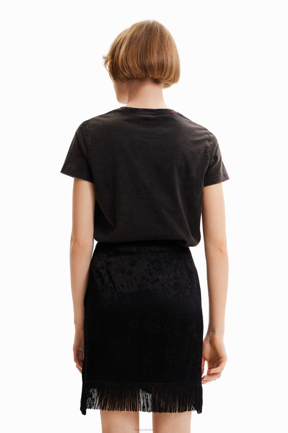 Women DesigualWashed-effect newspaper T-shirt Clothing 68X2401004