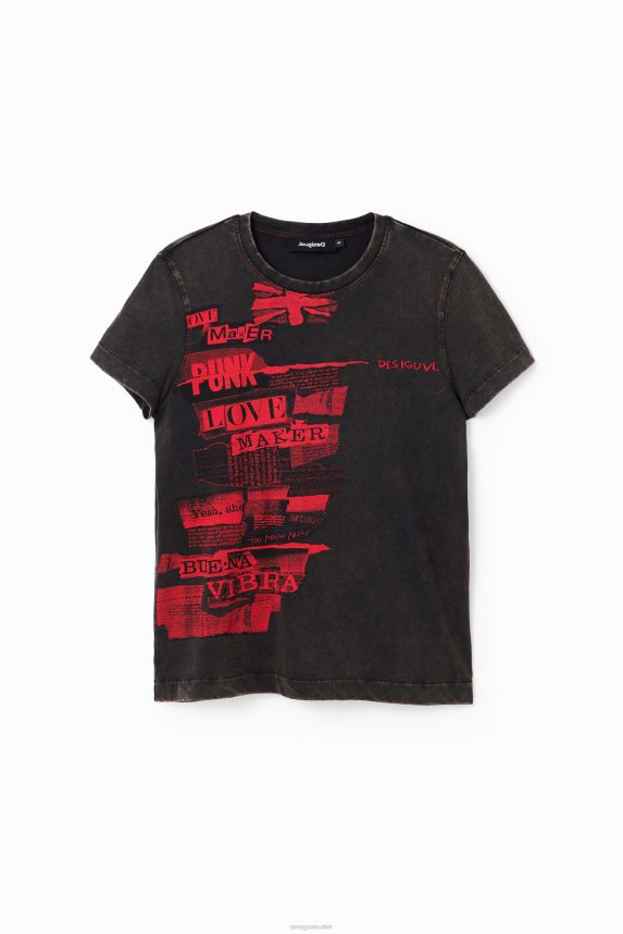 Women DesigualWashed-effect newspaper T-shirt Clothing 68X2401004