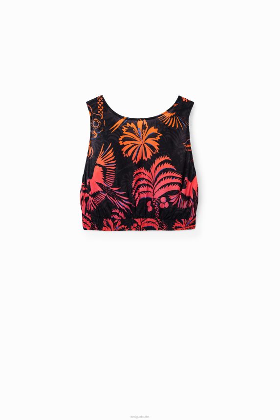Women DesigualShort tropical top with straps Clothing 68X240792