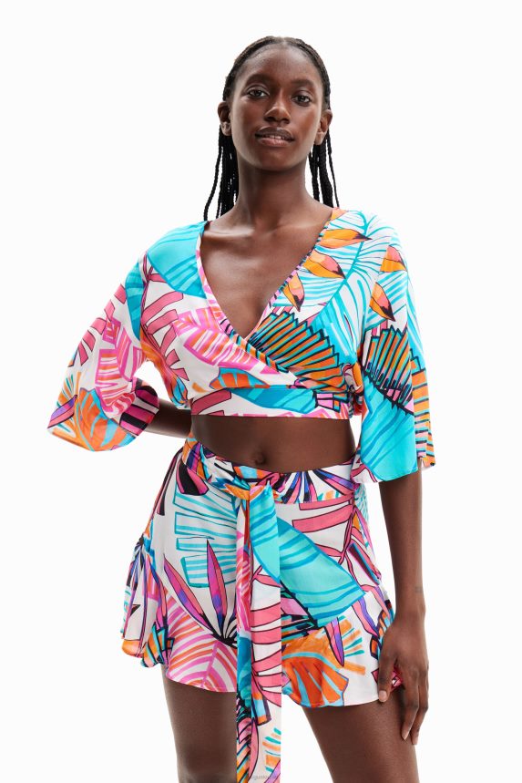 Women DesigualTropical wrap crop top Clothing 68X240604