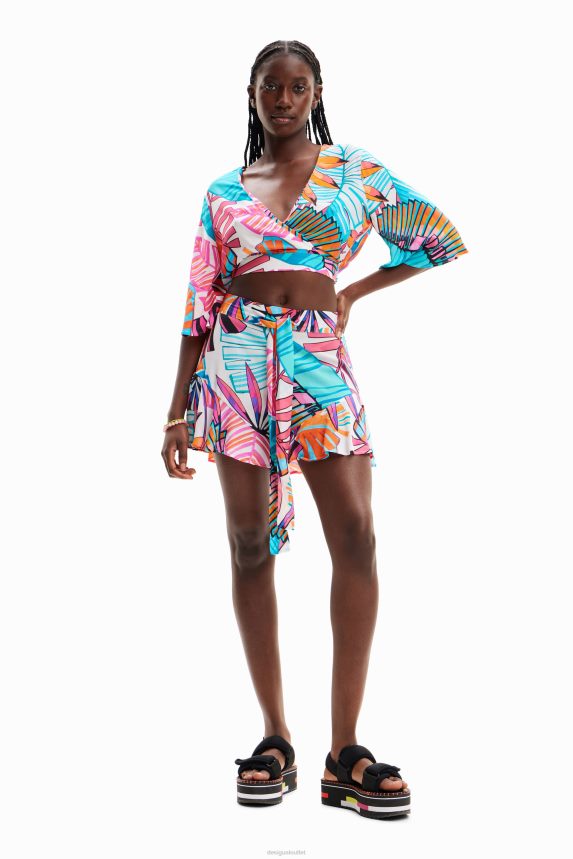 Women DesigualTropical wrap crop top Clothing 68X240604