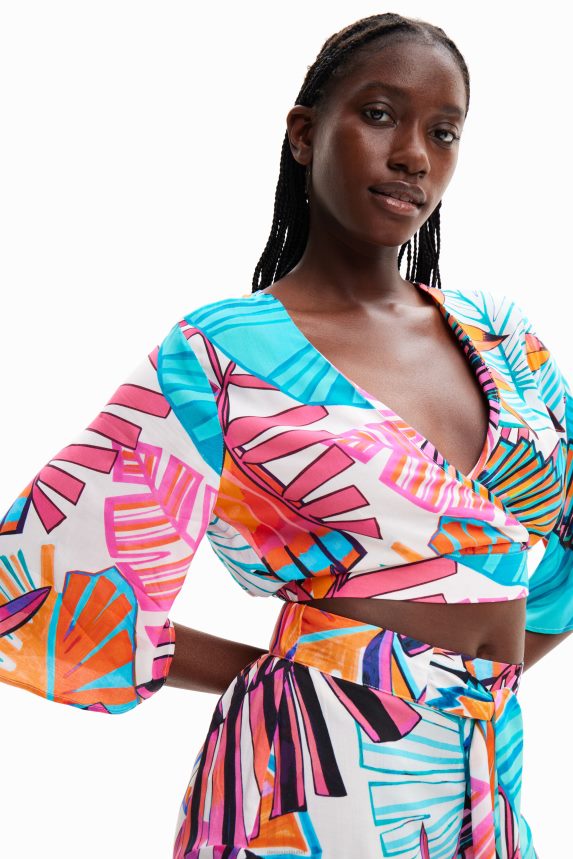 Women DesigualTropical wrap crop top Clothing 68X240604