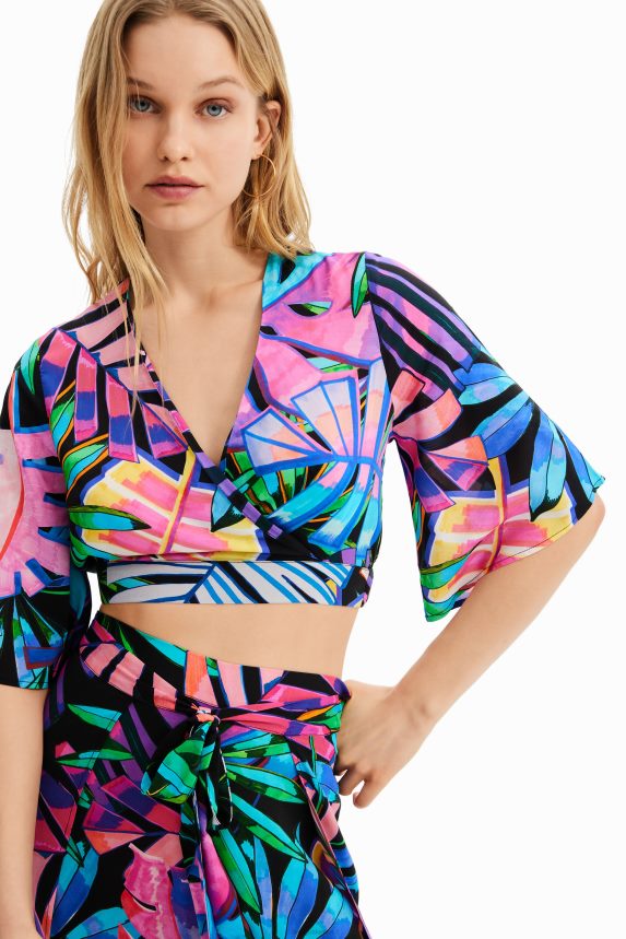Women DesigualTropical wrap crop top Clothing 68X240637