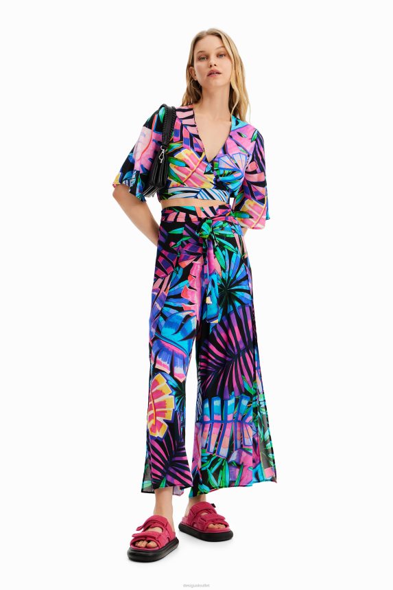 Women DesigualTropical wrap crop top Clothing 68X240637