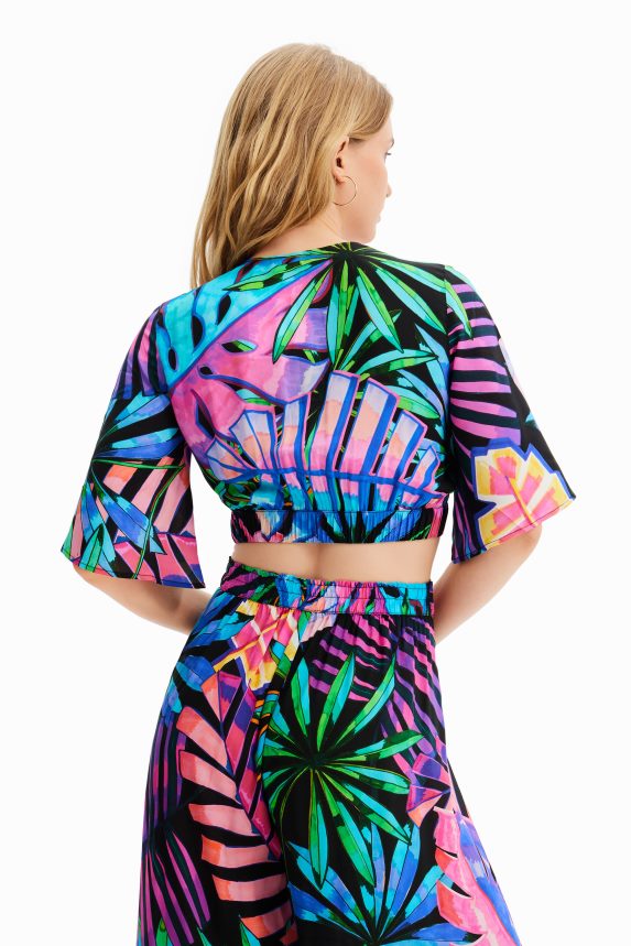 Women DesigualTropical wrap crop top Clothing 68X240637