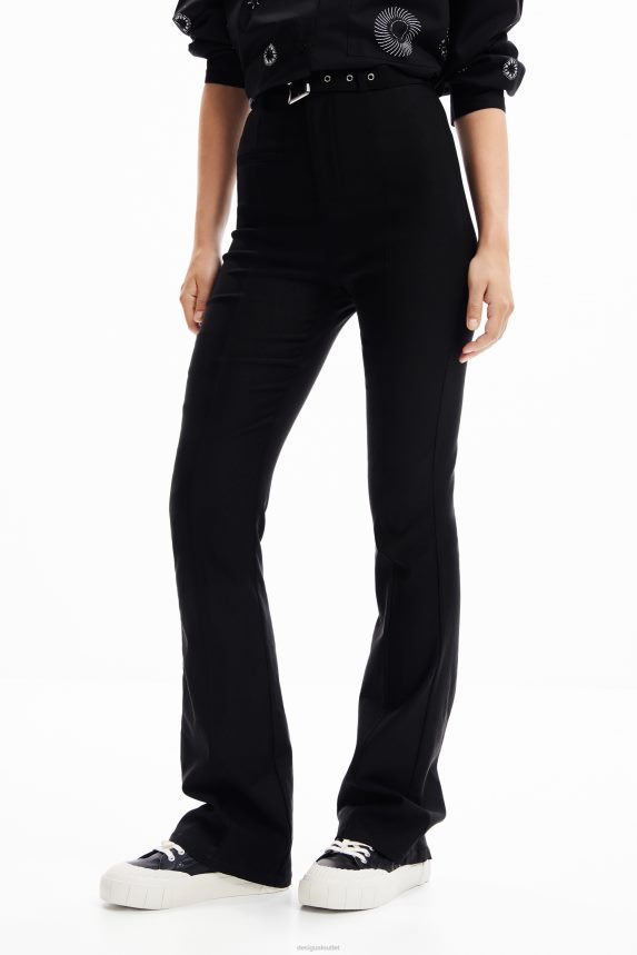 Women DesigualBelted flare trousers Clothing 68X240131