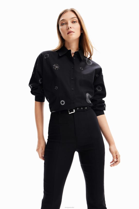 Women DesigualBelted flare trousers Clothing 68X240131