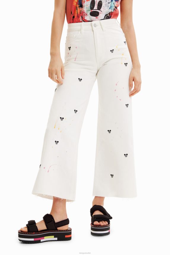 Women DesigualDisney's Mickey Mouse cropped culotte jeans Clothing 68X240837