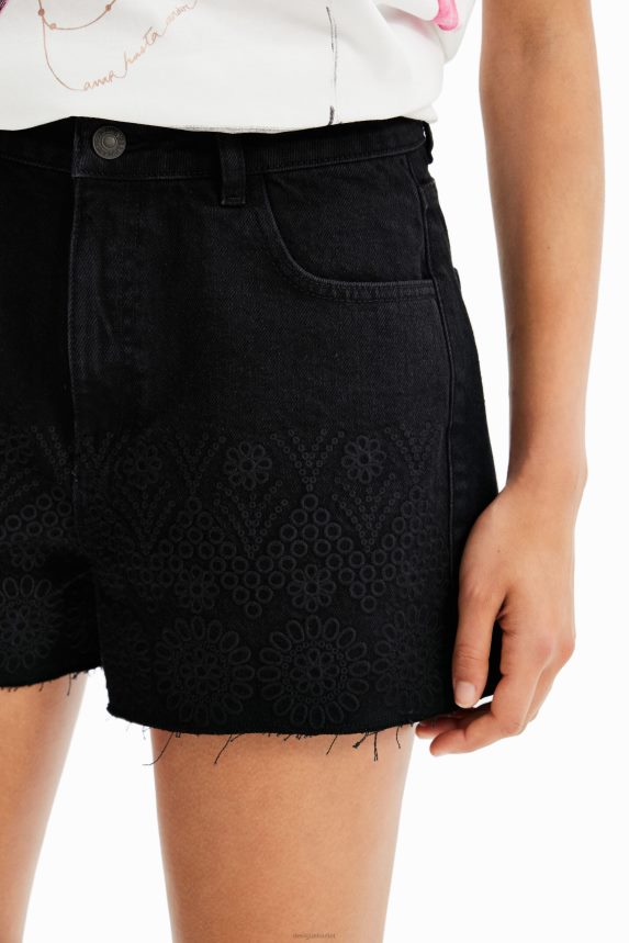 Women DesigualEmbroidered denim shorts Clothing 68X240323