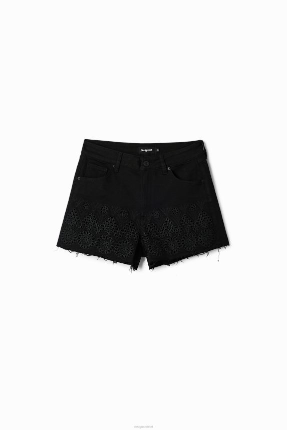 Women DesigualEmbroidered denim shorts Clothing 68X240323