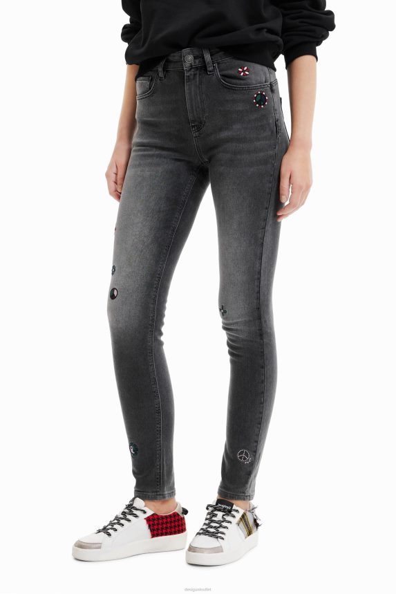 Women DesigualEmbroidered skinny push-up jeans Clothing 68X240551